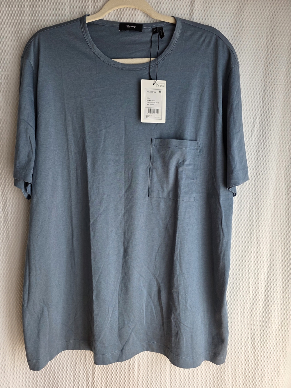 NWT Theory Men's Precise Tee P Pima Cotton XXL Dark Harbor Navy Gray $95